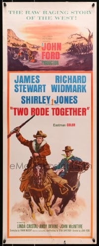 8g400 TWO RODE TOGETHER insert 1961 John Ford, art of James Stewart & Richard Widmark on horses!