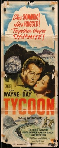 8g401 TYCOON insert 1947 great close up romantic artwork of John Wayne & Laraine Day!
