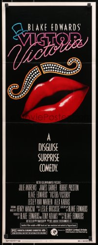 8g415 VICTOR VICTORIA insert 1982 Julie Andrews, Blake Edwards, cool lips & mustache art by John Alvin!