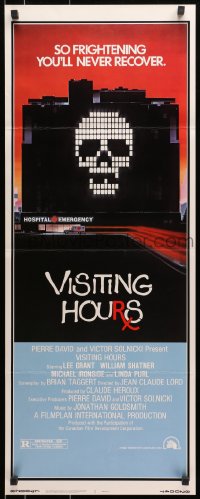 8g418 VISITING HOURS insert 1982 so frightening you'll never recover, art of skull in hospital!