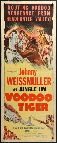 8g420 VOODOO TIGER insert 1952 art of Johnny Weissmuller as Jungle Jim, Tamba the Talented Chimp!