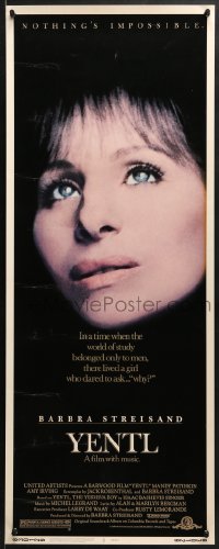 8g445 YENTL insert 1983 close-up of star & director Barbra Streisand, nothing's impossible!