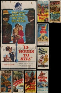 8h337 LOT OF 9 FOLDED THREE-SHEETS 1950s-1960s great images from a variety of movies!