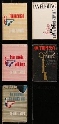 8h090 LOT OF 5 JAMES BOND HARDCOVER BOOKS 1960s Thunderball, From Russia with Love & more!