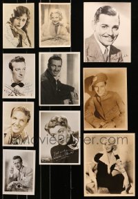 8h441 LOT OF 10 FAN PHOTOS WITH FACSIMILE OR SECRETARIAL AUTOGRAPHS 1920s-1940s top stars!
