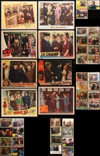 8h210 LOT OF 43 POLICE LOBBY CARDS 1940s-1970s a variety of scenes from crime movies!