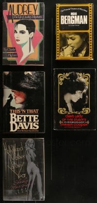 8h097 LOT OF 5 ACTRESS BIOGRAPHY HARDCOVER BOOKS 1970s-1990s Audrey Hepburn, Bette Davis & more!