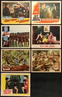 8h234 LOT OF 7 LOBBY CARDS SHOWING U.S. MARINES 1940s-1960s scenes from a variety of movies!