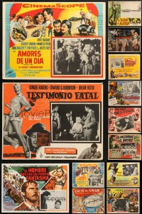 8h328 LOT OF 15 MEXICAN LOBBY CARDS 1950s-1970s great scenes from a variety of movies!
