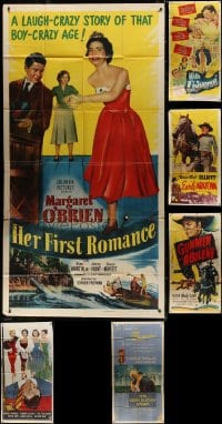 8h344 LOT OF 6 FOLDED GLUED THREE-SHEETS 1950s great images from a variety of different movies!