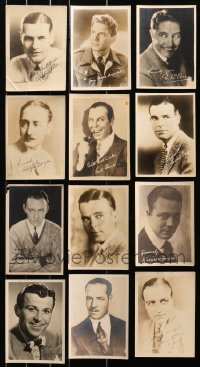 8h440 LOT OF 12 5X7 FAN PHOTOS WITH FACSIMILE AUTOGRAPHS 1930s portraits of early leading men!