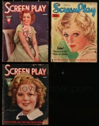 8h005 LOT OF 3 SCREEN PLAY MOVIE MAGAZINES 1930s Shirley Temple, Jeanette MacDonald, Gloria Stuart
