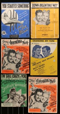 8h153 LOT OF 6 BETTY GRABLE ENGLISH SHEET MUSIC 1940s a variety of songs from her movies!