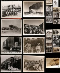 8h384 LOT OF 25 8X10 STILLS SHOWING TRAINS 1930s-1970s railroad images from a variety of movies!