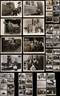 8h356 LOT OF 54 8X10 STILLS SHOWING TRAINS 1940s-1950s railroad images from a variety of movies!