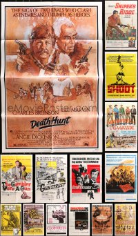 8h187 LOT OF 18 FOLDED ONE-SHEETS SHOWING GUNS 1950s-1990s great crime & cowboy movie images!
