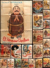 8h049 LOT OF 24 FOLDED MEXICAN POSTERS 1950s-1960s great artwork from a variety of movies!