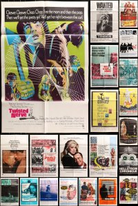 8h176 LOT OF 58 FOLDED ONE-SHEETS 1960s-1970s great images from a variety of different movies!