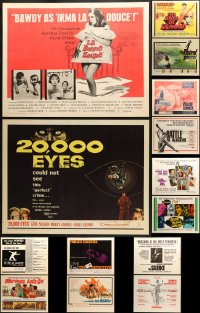 8h279 LOT OF 14 MOSTLY UNFOLDED HALF-SHEETS 1960s great images from a variety of movies!
