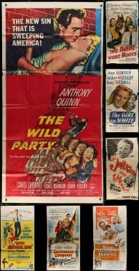 8h342 LOT OF 7 FOLDED GLUED THREE-SHEETS 1950s great images from a variety of different movies!