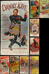 8h338 LOT OF 9 FOLDED GLUED THREE-SHEETS 1940s-1950s great images from a variety of movies!