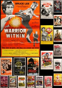 8h182 LOT OF 45 FOLDED KUNG FU ONE-SHEETS 1960s-1980s great images from martial arts movies!