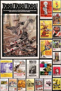 8h178 LOT OF 56 FOLDED ONE-SHEETS 1950s-1970s great images from a variety of different movies!