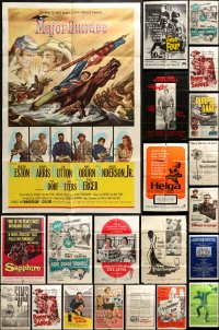 8h184 LOT OF 34 FOLDED ONE-SHEETS 1950s-1960s great images from a variety of different movies!