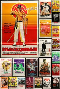 8h177 LOT OF 57 FOLDED KUNG FU ONE-SHEETS 1960s-1980s great images from martial arts movies!