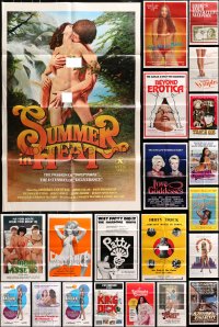 8h171 LOT OF 69 FOLDED SEXPLOITATION ONE-SHEETS 1970s-1980s sexy images with some nudity!