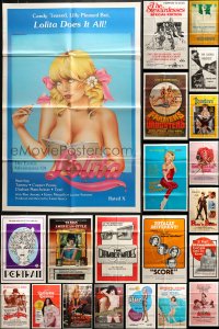 8h159 LOT OF 113 FOLDED SEXPLOITATION ONE-SHEETS 1960s-1980s sexy images with some nudity!