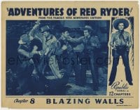 8j371 ADVENTURES OF RED RYDER chapter 8 LC 1940 Don Red Barry & guys brawling, Blazing Walls!