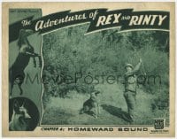 8j372 ADVENTURES OF REX & RINTY chapter 4 LC 1935 Rin Tin Tin Jr. watches Smiley Burnette fishing!