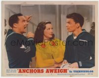 8j381 ANCHORS AWEIGH LC #8 R1955 c/u of Kathryn Grayson between sailors Frank Sinatra & Gene Kelly!