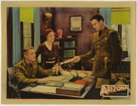 8j388 ARIZONA LC 1931 Laura La Plante watches young soldier John Wayne hand papers to Adrian Morris