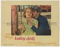 8j393 BABY DOLL LC #4 1957 close up of Eli Wallach about to kiss sexy Carroll Baker's cheek!