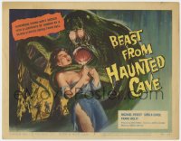 8j025 BEAST FROM HAUNTED CAVE TC 1959 Roger Corman, best art of monster with sexy uncensored victim!