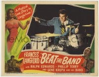 8j404 BEAT THE BAND LC #2 1947 wonderful close up of Gene Krupa playing the drums!