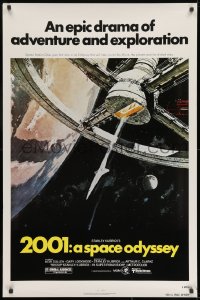 8k562 2001: A SPACE ODYSSEY 1sh R1980 Stanley Kubrick, art of space wheel by Bob McCall!