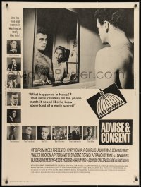 8k003 ADVISE & CONSENT 30x40 1962 Otto Preminger, Senator Don Murray's wife begins to realize!