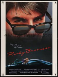 8k059 RISKY BUSINESS 30x40 1983 classic close up art of Tom Cruise in cool shades by Drew Struzan!