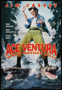 8k570 ACE VENTURA WHEN NATURE CALLS teaser 1sh 1995 wacky Jim Carrey on crocodiles by John Alvin!