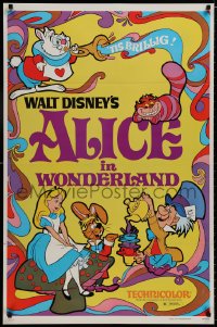 8k577 ALICE IN WONDERLAND 1sh R1981 Walt Disney Lewis Carroll classic, cool psychedelic art