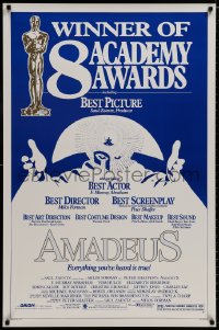 8k580 AMADEUS awards 1sh 1984 Milos Foreman, Mozart biography, winner of 8 Academy Awards!