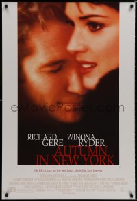 8k588 AUTUMN IN NEW YORK 1sh 2000 Richard Gere & pretty Winona Ryder!