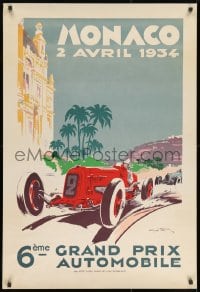 8k218 1934 MONACO GRAND PRIX 27x39 French special poster 1983 reprint of the Ham art from 1934!