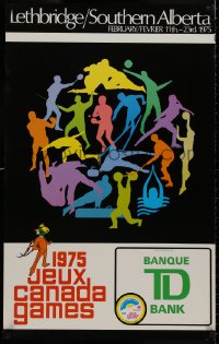 8k219 1975 JEUX CANADA GAMES 22x35 Canadian special poster 1975 cool art of athletes!