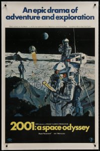 8m243 2001: A SPACE ODYSSEY linen style B 1sh 1968 Kubrick, McCall art of astronauts on the moon!