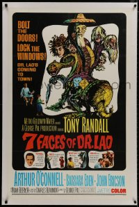 8m245 7 FACES OF DR. LAO linen 1sh 1964 great art of Tony Randall's personalities by Joseph Smith!