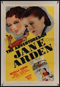 8m247 ADVENTURES OF JANE ARDEN linen 1sh 1939 art & photo of Rosella Towne + cartoon comic strip!